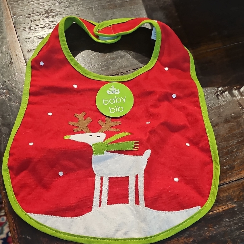 NWT Tag Baby Bib with Reindeer